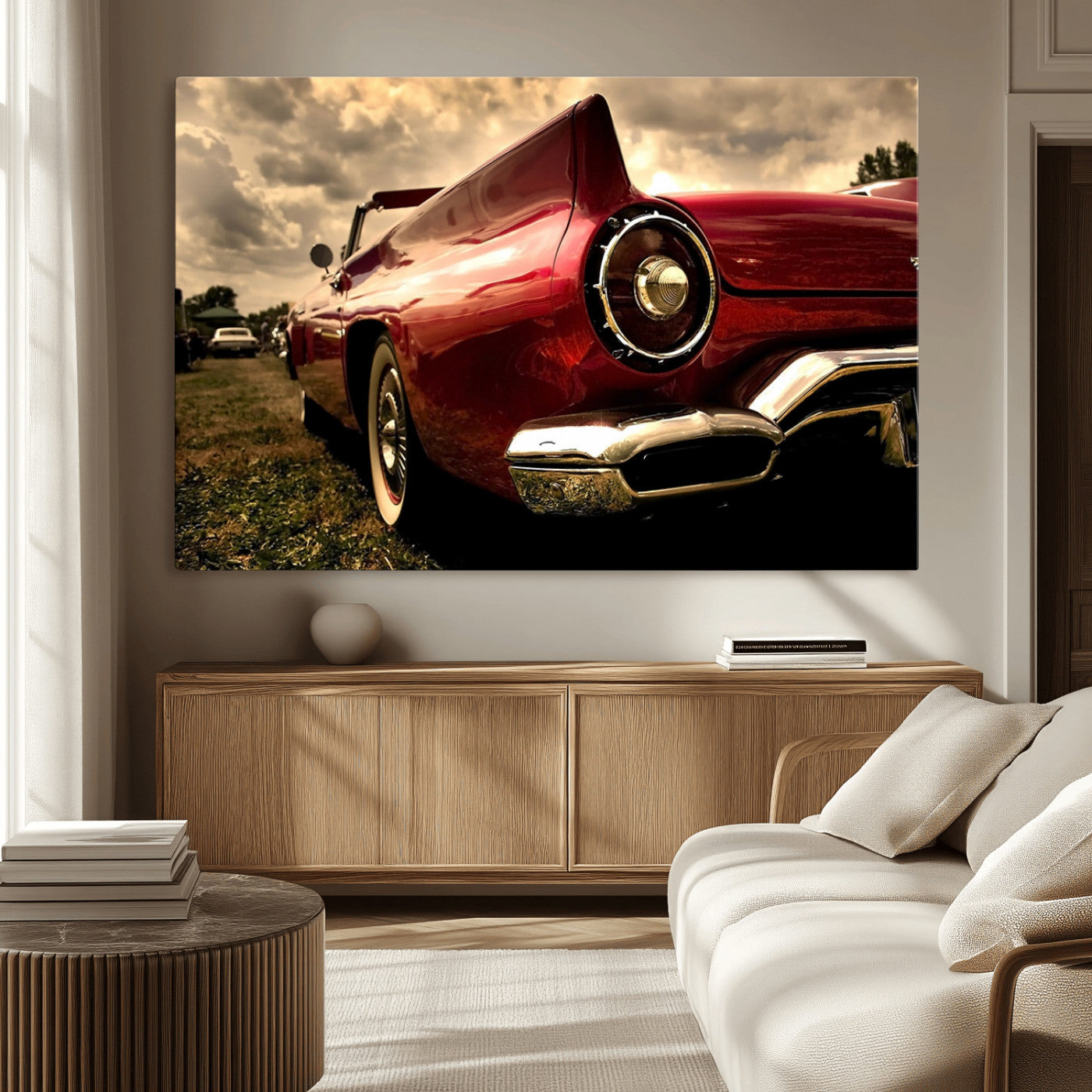 60259-MGV-CV-36X24-Red Classic Car Wall Art Canvas Print