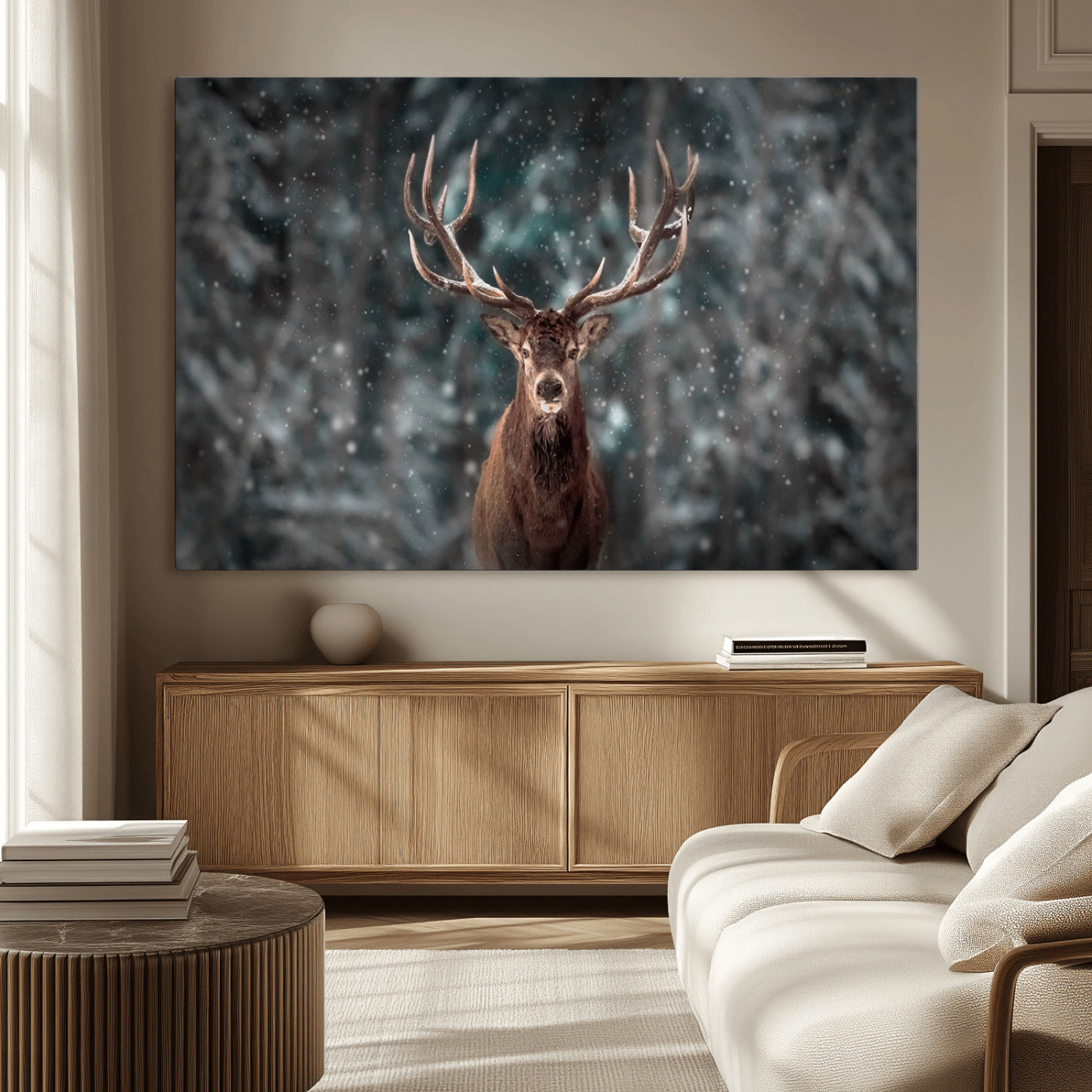 -Wall Art Deer Art Animal Canvas, Framed Wall Art Deer Canvas Print