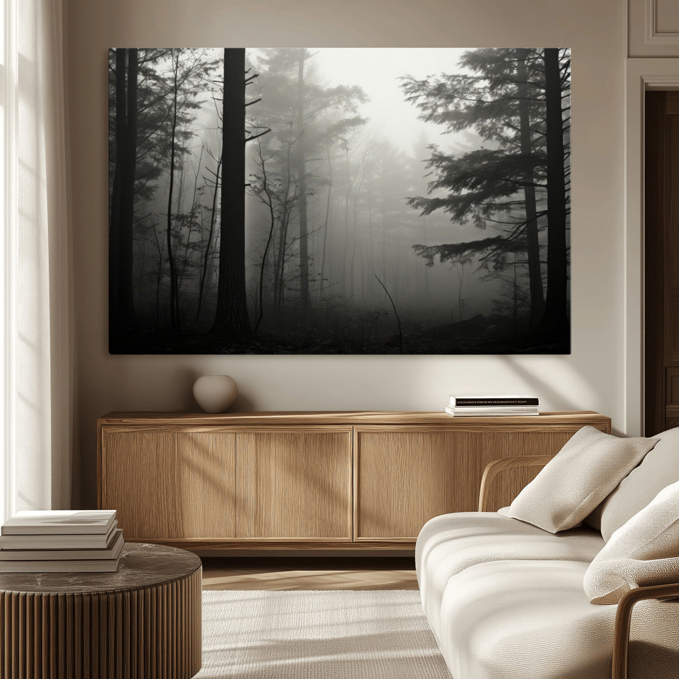 -Misty Forest Wall Art Premium Canvas Print a Foggy and Serene Atmosphere - Nature Wall Art