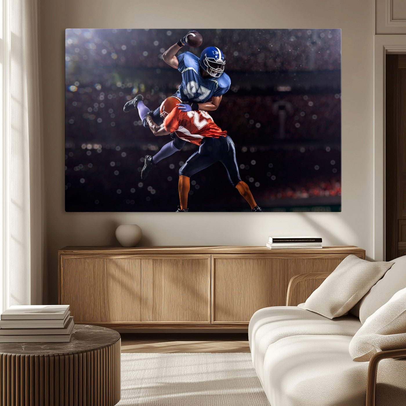 76491-MGV-CV-36X24-American Football Wall Art Canvas Print, Stadium Sport Wall Art Print