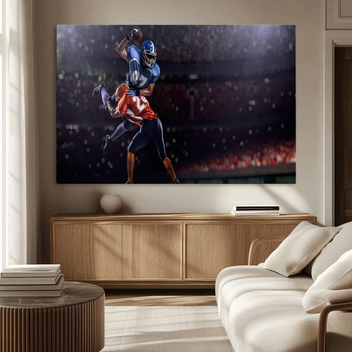 68009-MGV-CV-36X24-American Football Wall Art Canvas Print, Stadium Sport Wall Art Print