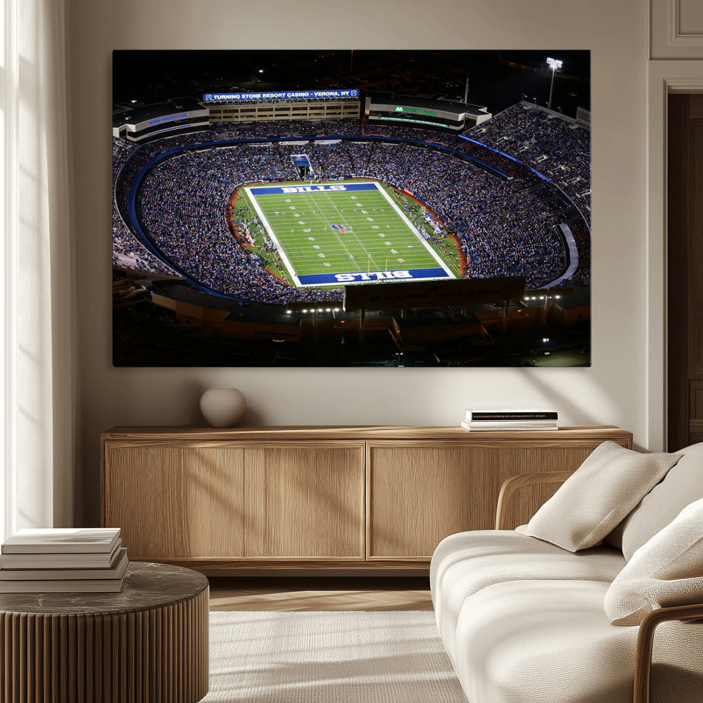 19030-MGV-CV-36X24-Buffalo Bills NFL Football Team Print - Highmark Stadium Wall Art Canvas Print