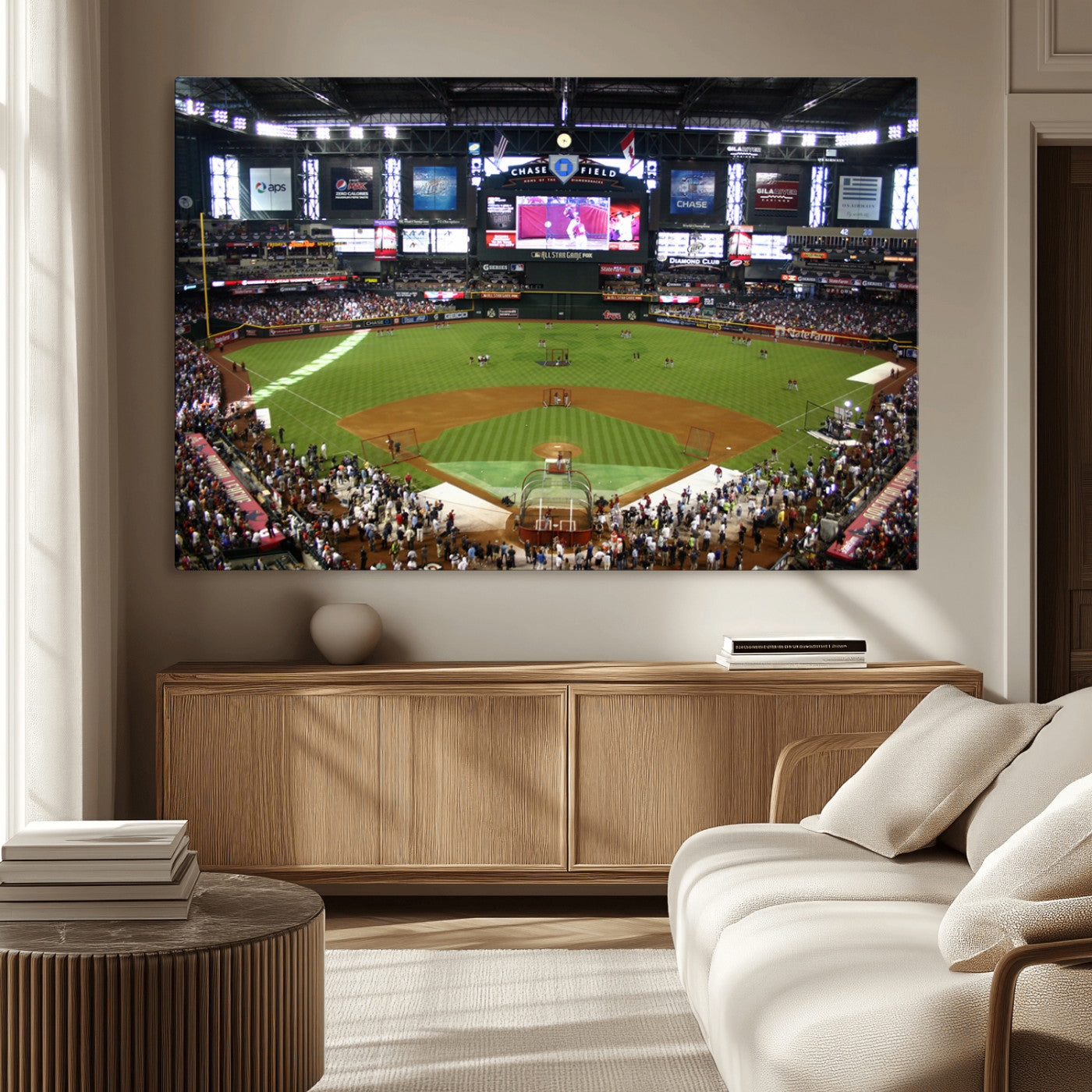 91630-MGV-CV-36X24-Arizona Diamondbacks Baseball Team Print - Phoenix Chase Field Baseball Stadium Wall Art Canvas