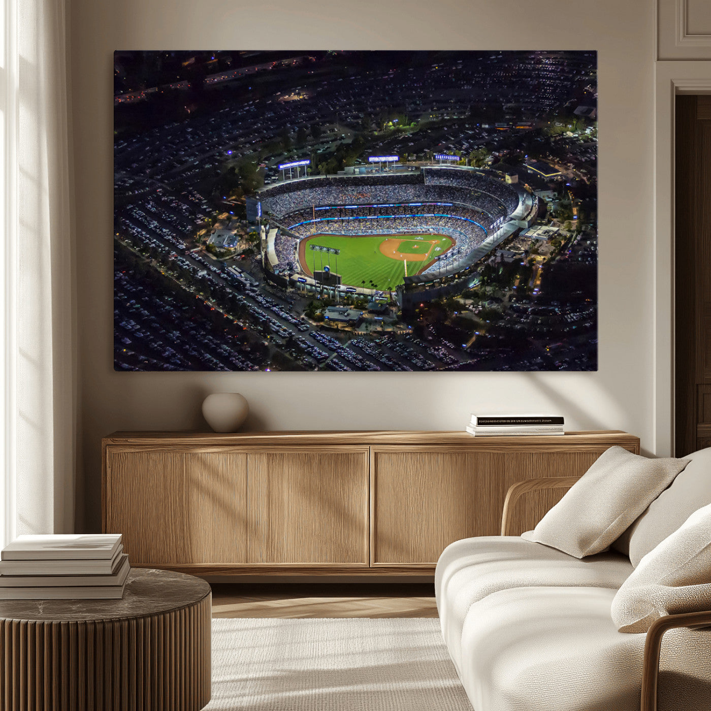 20932-MGV-CV-36X24-Los Angeles Dodgers Dodger Stadium Wall Art Canvas Print - MLB Baseball Stadium