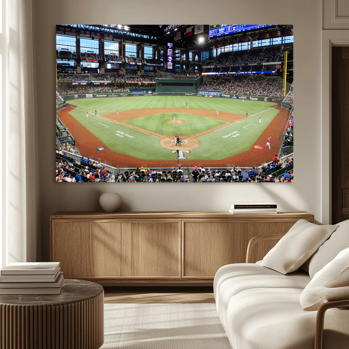 -Texas Rangers Baseball Team Print - Arlington Globe Life Field Stadium Canvas Print Wall Art