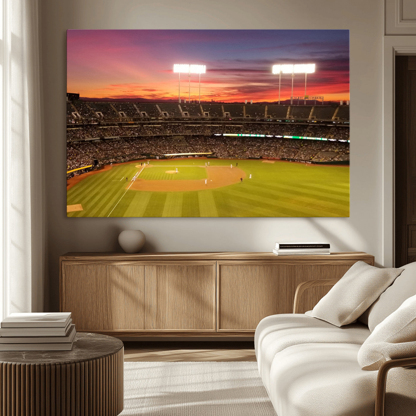 -Oakland Athletics Baseball Team Print - Oakland Coliseum Stadium Wall Art Canvas Print