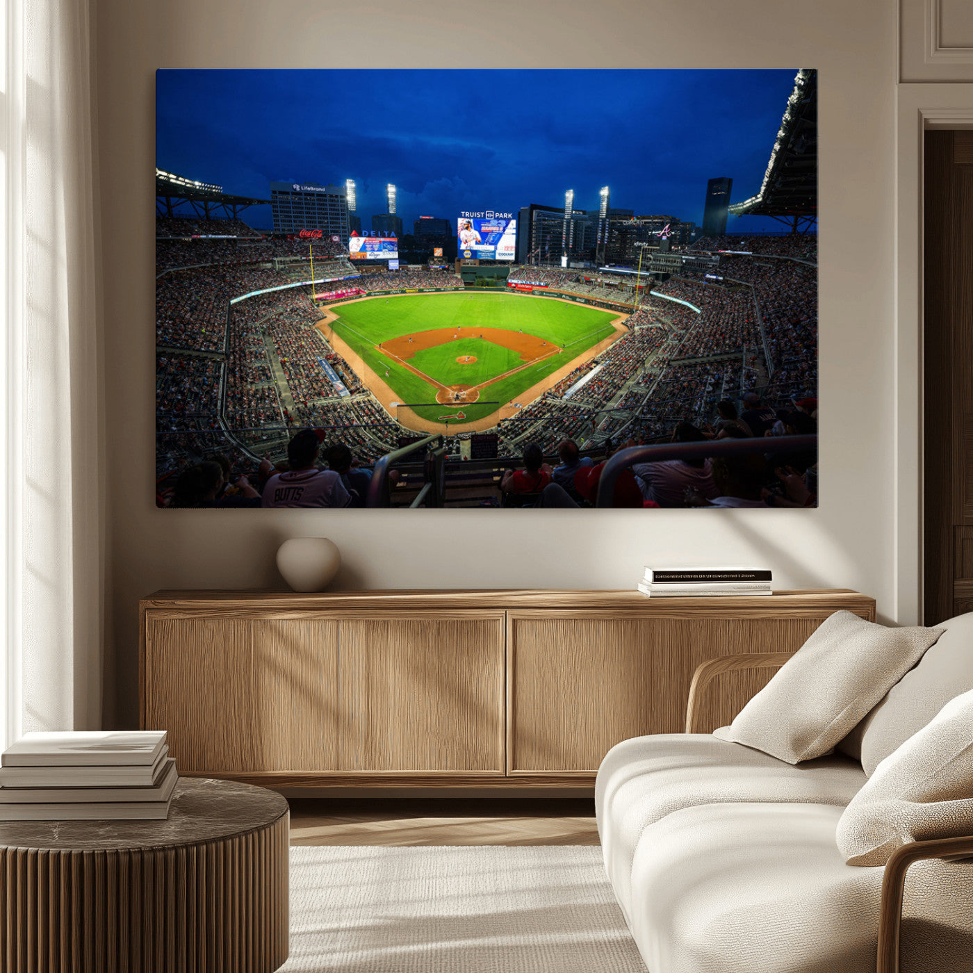 88590-MGV-CV-36X24-Truist Park Night Game Canvas Art - Atlanta Braves Stadium Wall Art Canvas