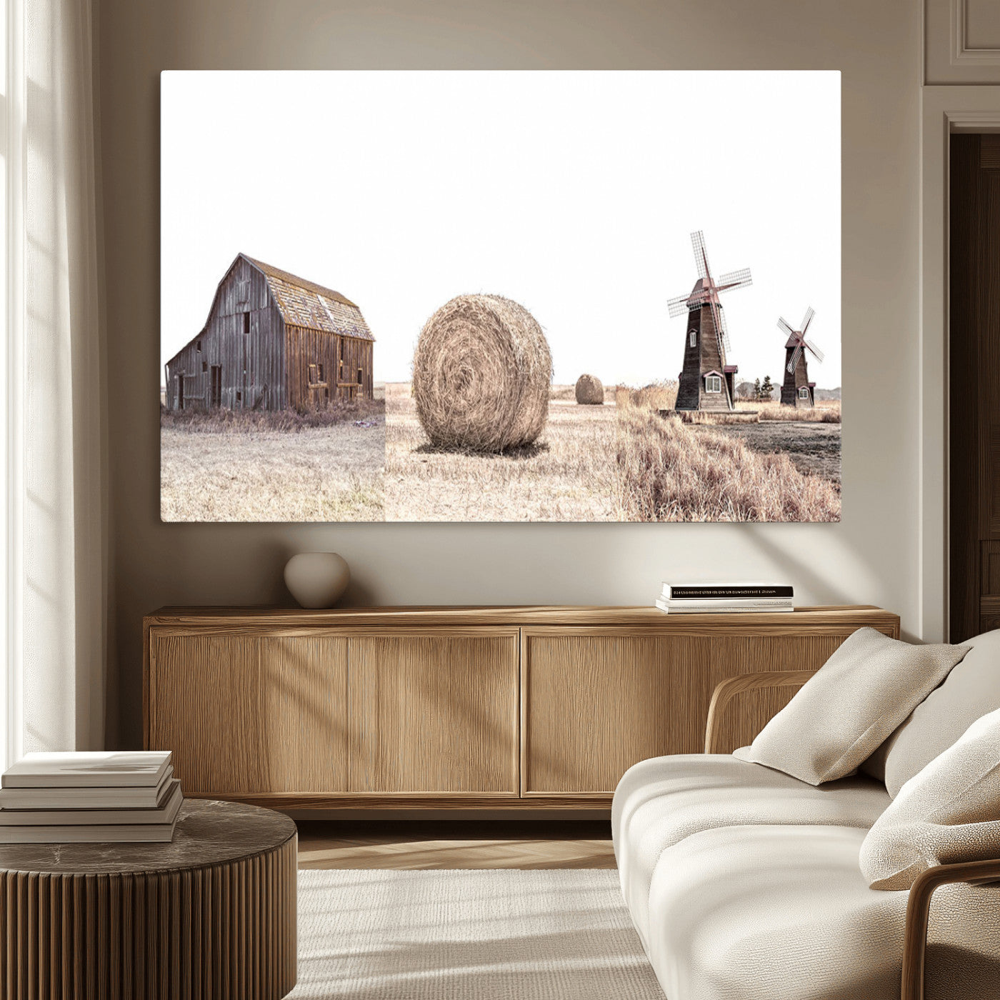 94971-MGV-CV-36X24-Farm Prints Set, Set of 3 Farmhouse Wall Art, Country House Decor, Barn Print, Wheat Print,