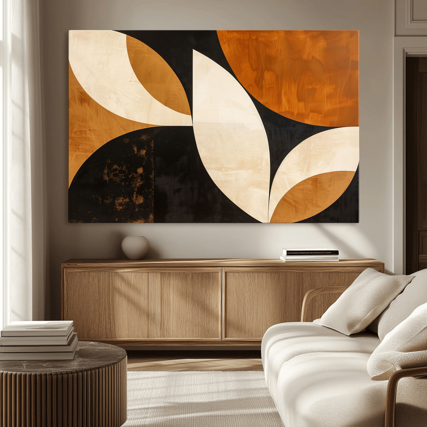 21251-MGV-CV-36X24-Geometric Abstract Wall Art Canvas Print, Mid Century Modern Wall Art Print