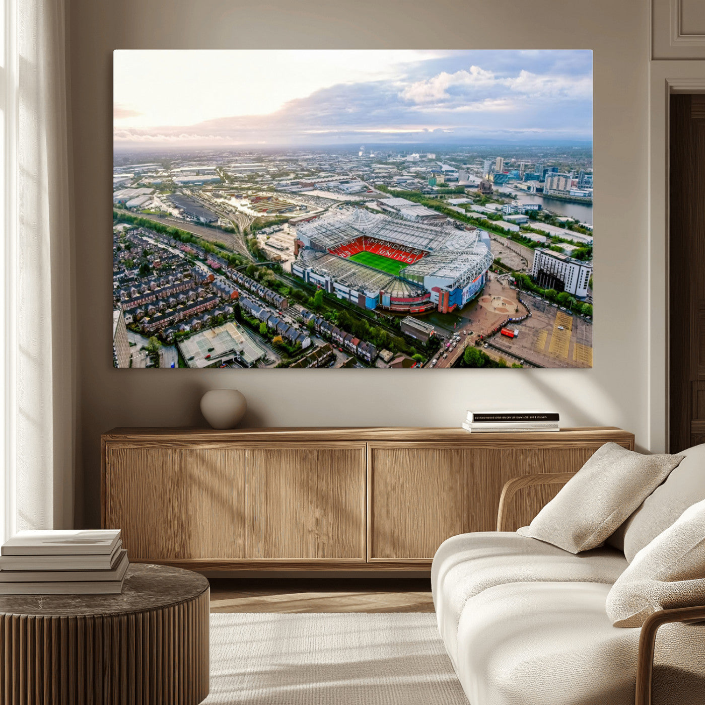 85657-MGV-CV-36X24-Old Trafford Manchester United Stadium Wall Art Canvas Print - Aerial View Stadium, Old Trafford