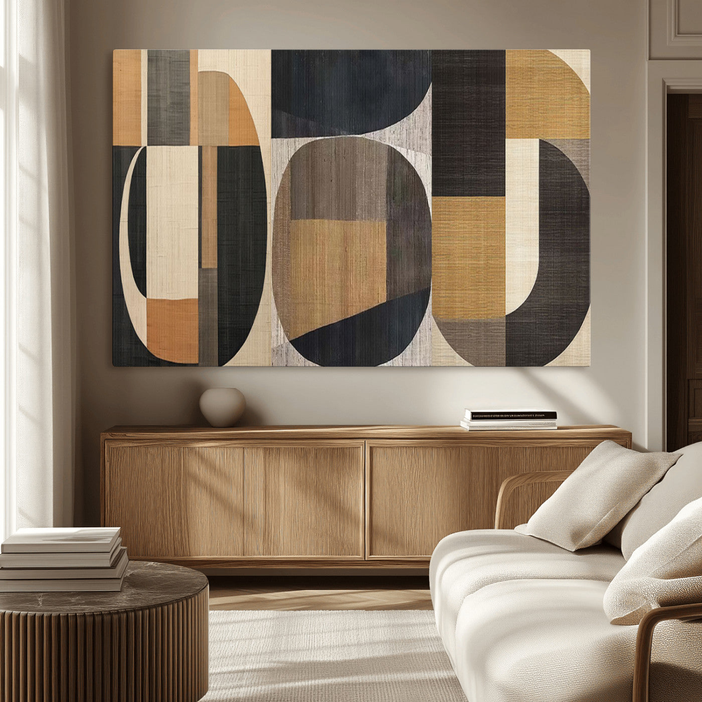 84035-MGV-CV-36X24-Modern Brown Wabi Sabi Wall Art Canvas Print Set – Framed Minimalist Abstract Artwork for Home, Office Decor