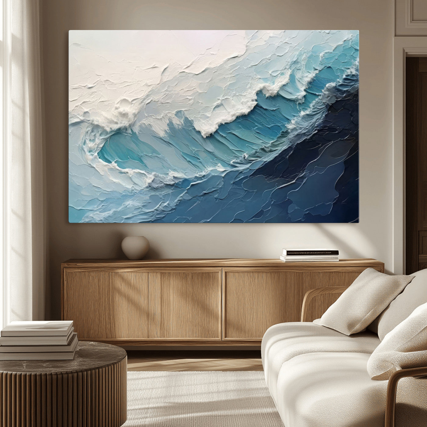 23887-MGV-CV-36X24-Ocean Wave Canvas Wall Art Print – Coastal Living Room Large Ocean Wave Seascape Wall Art for Home, Office, Living Room