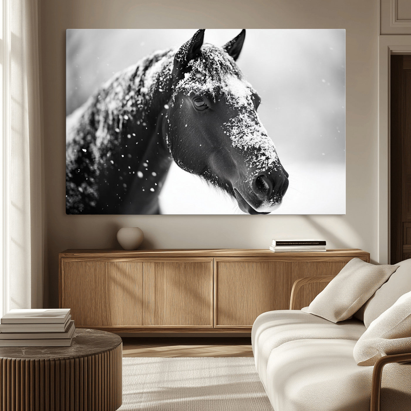 73377-MGV-CV-36X24-Horse Canvas Print - Winter Horse Snow Wall Art Canvas Print