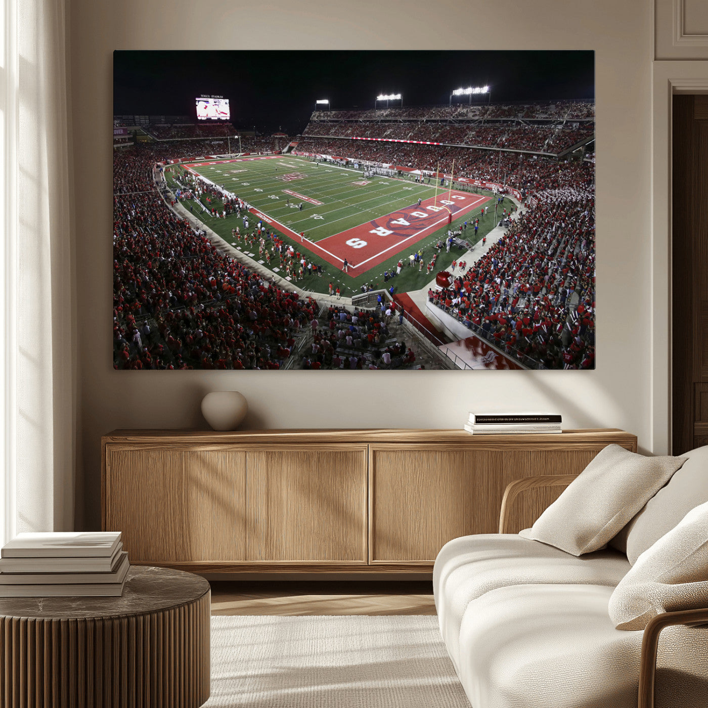 94207-MGV-CV-36X24-Houston Cougars Football Team Print - Houston TDECU Stadium Wall Art Canvas Print