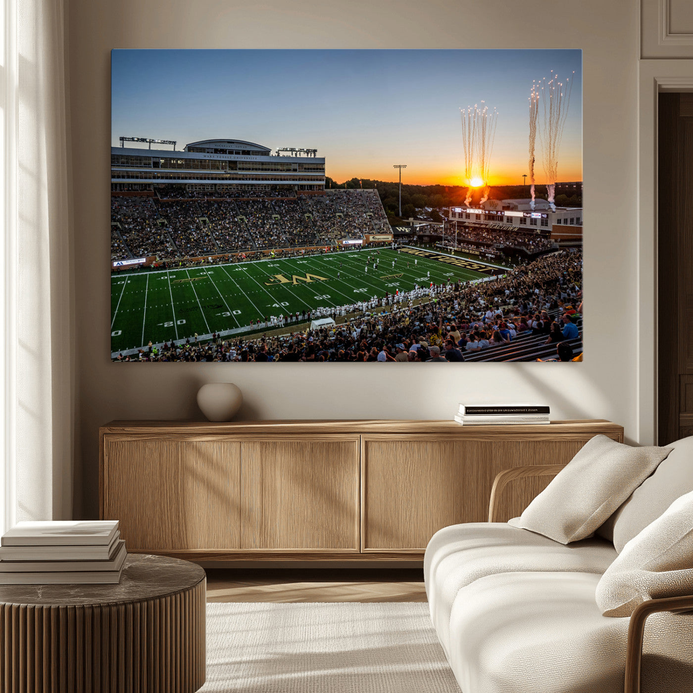 29253-MGV-CV-36X24-Demon Deacons Football Team Print Canvas- Winston-Salem Allegacy Federal Credit Union Stadium Wall