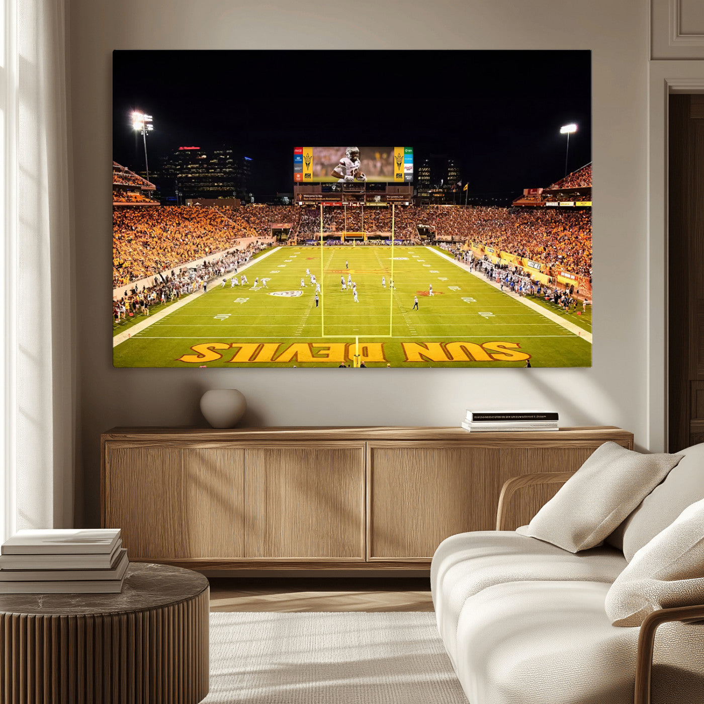 87612-MGV-CV-36X24-ASU Sun Devils Football Team Print - Phoenix Mountain America Stadium Canvas Print