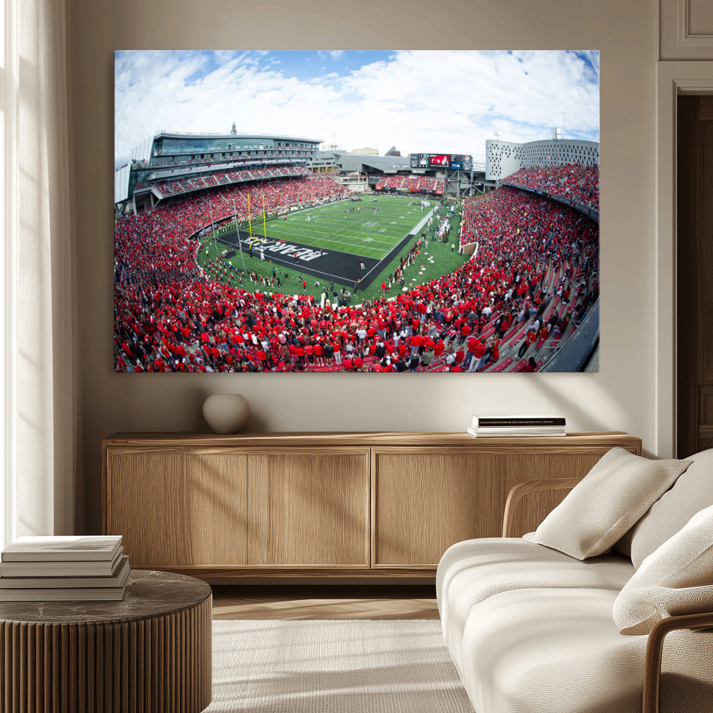 54070-MGV-CV-36X24-Cincinnati Bearcats Football Team Print - Nippert Stadium Wall Art Canvas Print