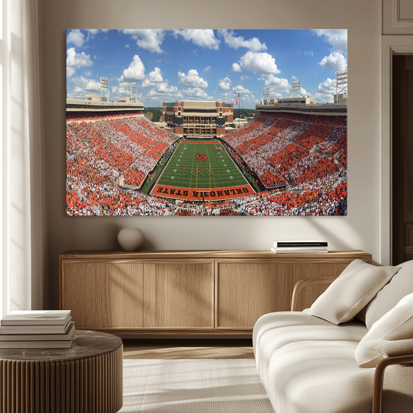 65192-MGV-CV-36X24-Oklahoma State Cowboys Football Team Print - Stillwater Boone Pickens Stadium Wall Art Canvas Print