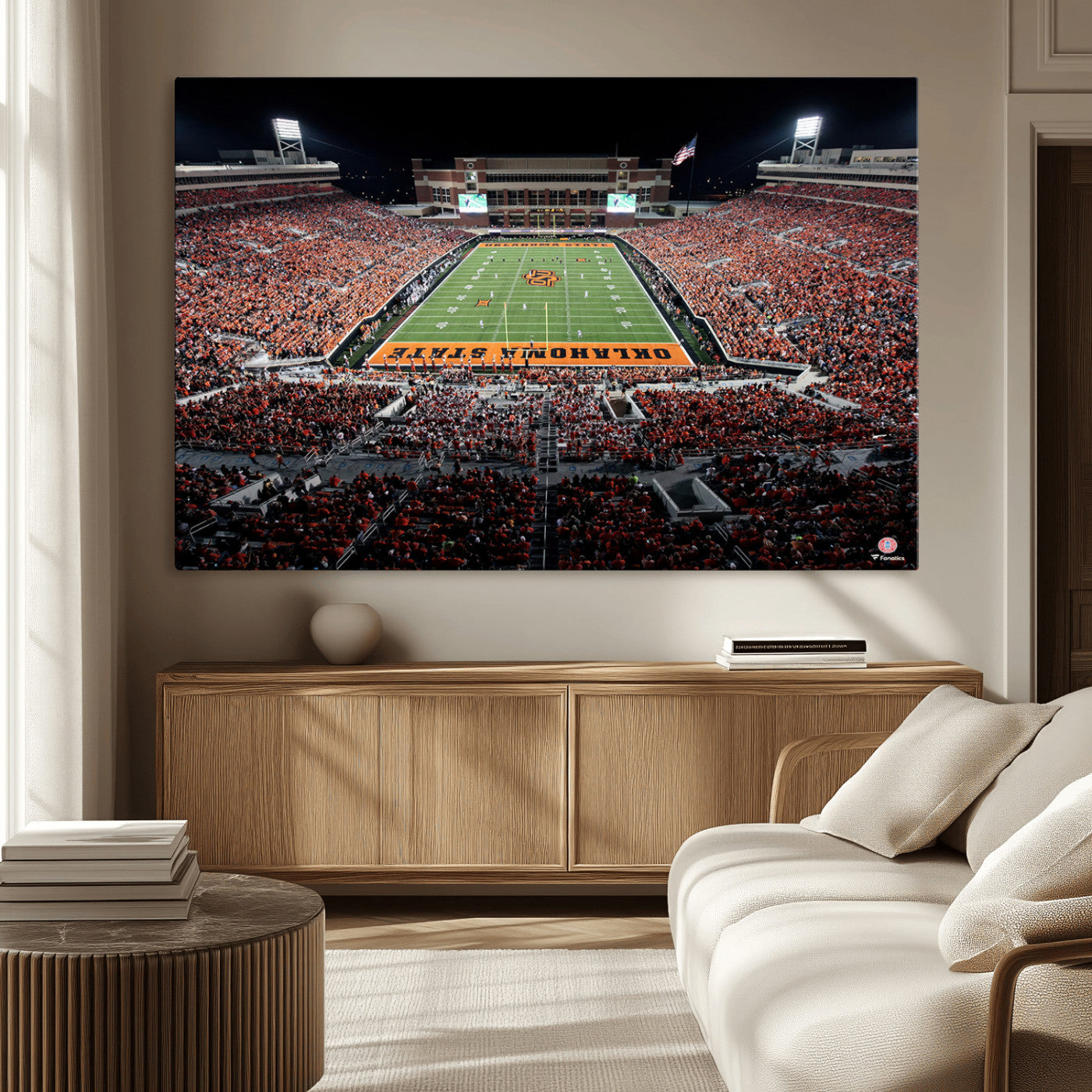 81675-MGV-CV-36X24-Boone Pickens Stadium Wall Art Oklahoma State Cowboys Print Framed Sports Canvas Art for Home, Office, Living Room