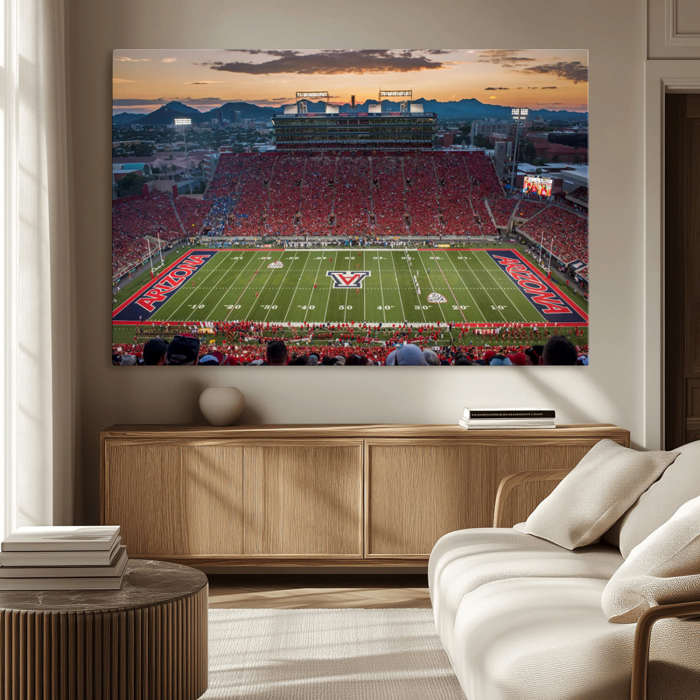 99722-MGV-CV-36X24-Framed Arizona Wildcats Football Team Print - Tucson Arizona Stadium Wall Art Canvas Print