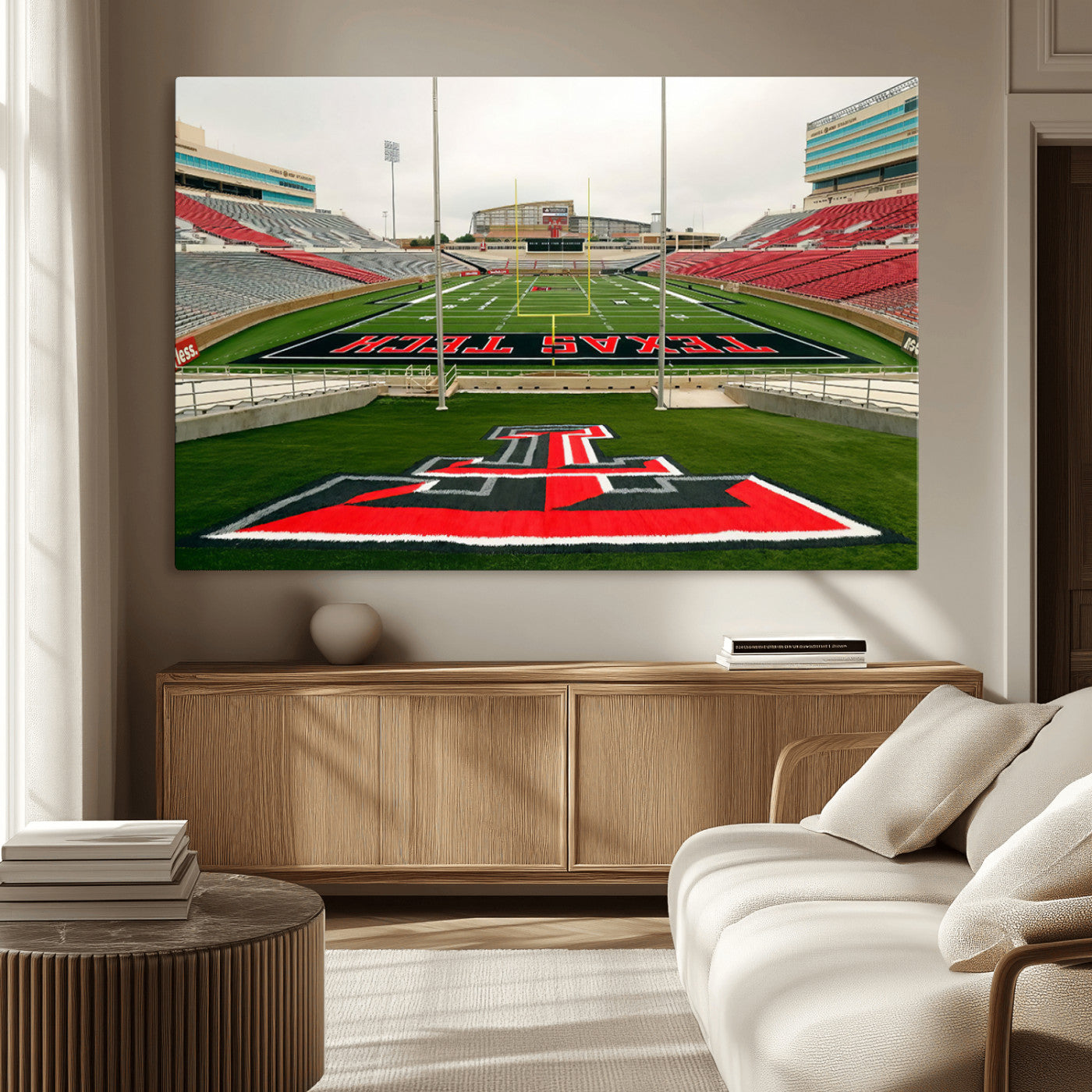 43169-MGV-CV-36X24-Texas Tech Red Raiders Football Team Print - Lubbock Jones AT&T Stadium Wall Art Canvas Print