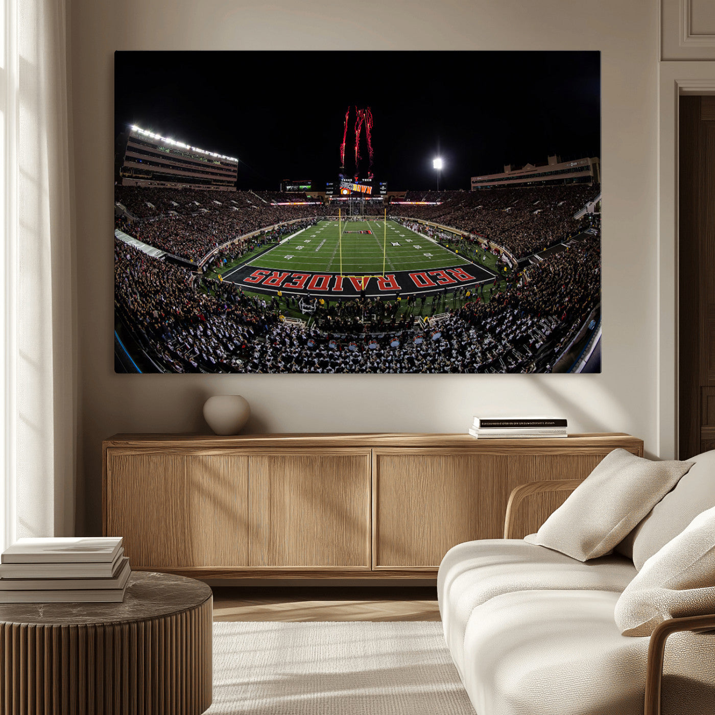 -Framed Texas Tech Red Raiders Stadium Canvas, Texas Tech Red Raiders Football Team Print - Lubbock
