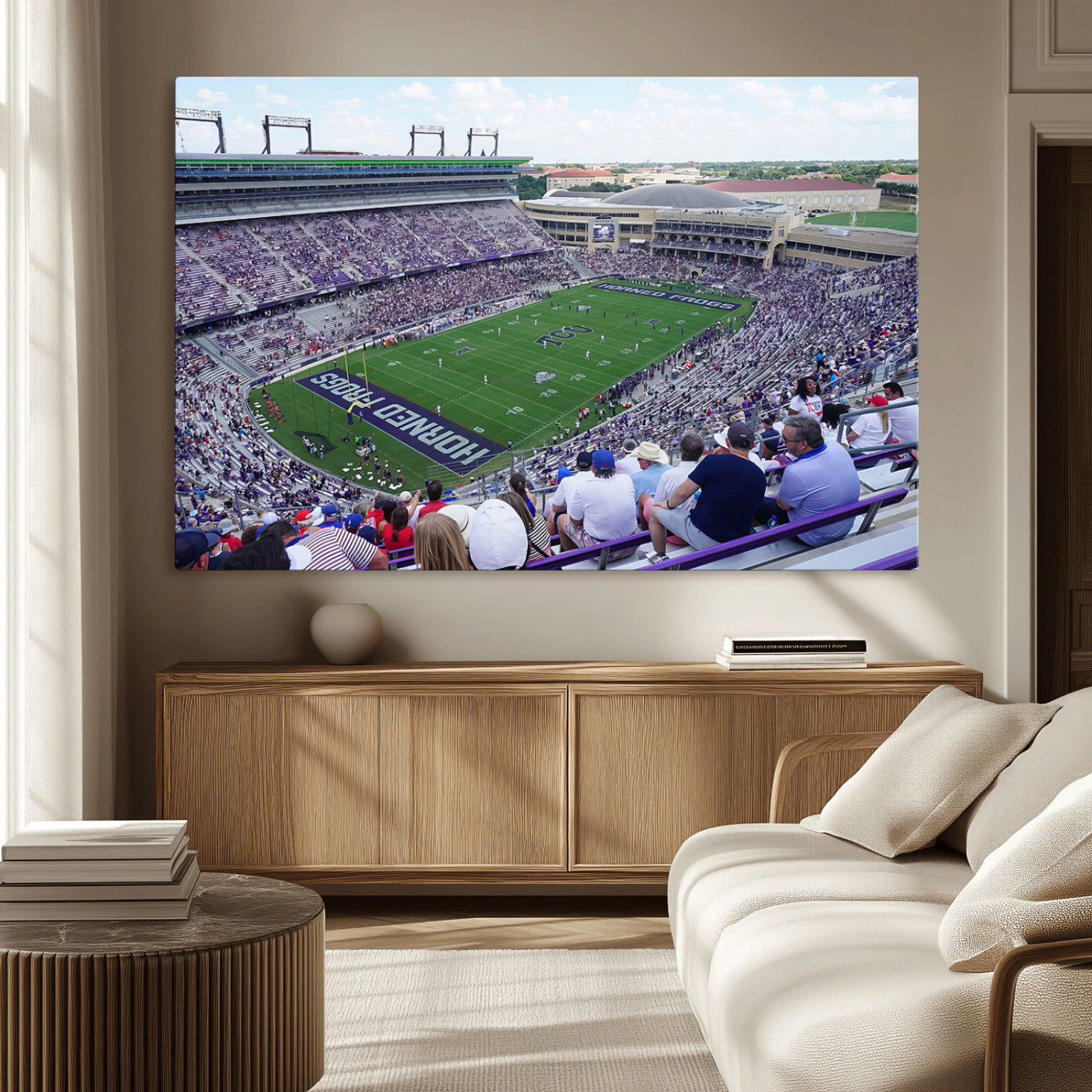 95139-MGV-CV-36X24-The Texas Christian University TCU Horned Frogs Football Team Print - Fort Worth Amon G. Carter