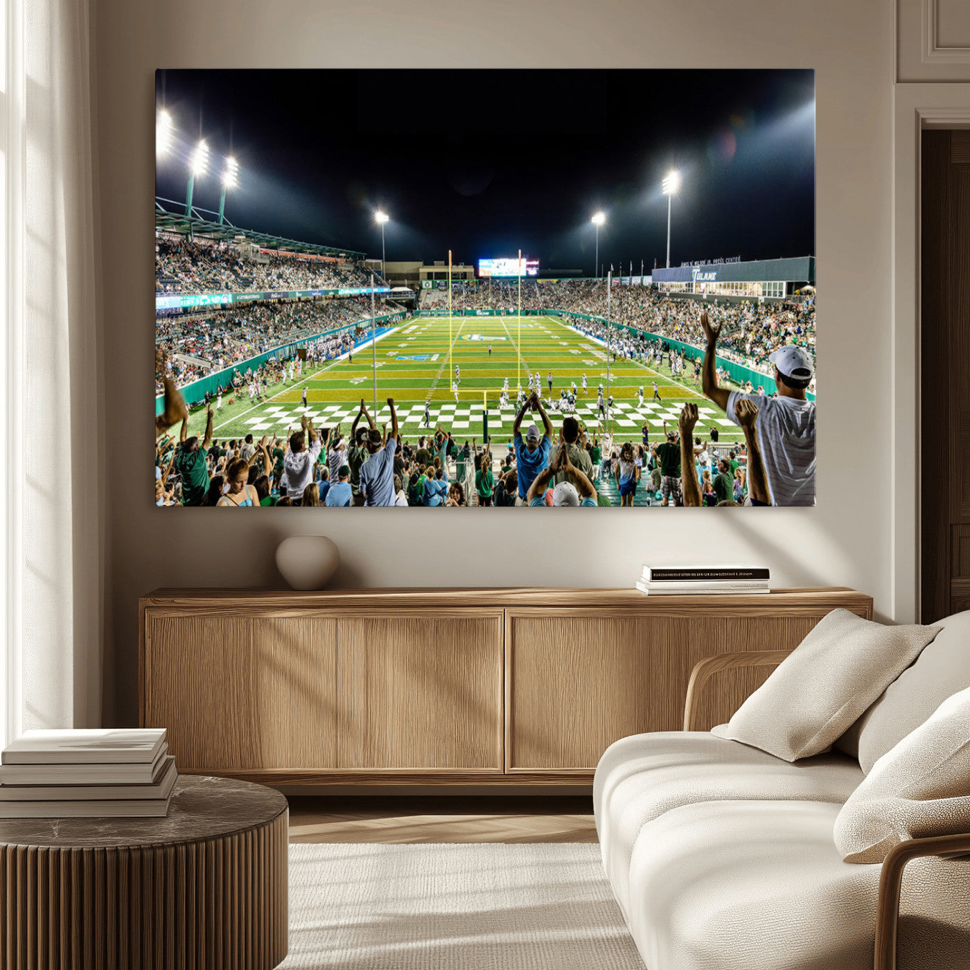 -The Tulane University Green Wave Football Team Print - New Orleans Yulman Stadium Wall Art Canvas