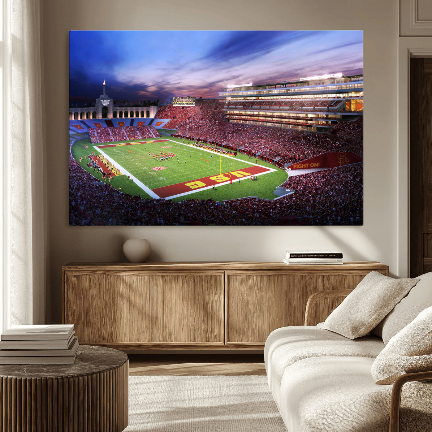 -The University of Southern California USC Trojans Football Team Print - Los Angeles Memorial