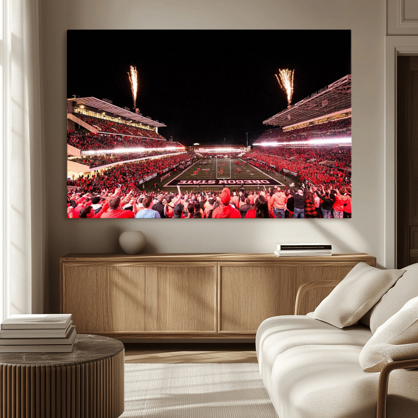 52633-MGV-CV-36X24-Oregon State Beavers Football Team Print - Corvallis Reser Stadium Wall Art Canvas Print