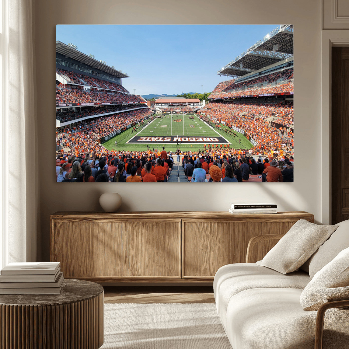 35211-MGV-CV-36X24-Oregon State Beavers Football Team Print - Corvallis Reser Stadium Wall Art Canvas Print