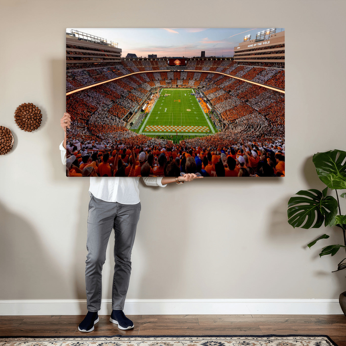 37160229-MGV-CV-36X24 - Tennessee Neyland Stadium Wall Art, Sports Arena Canvas Print, Panoramic Stadium Canvas Artwork for Home, Office