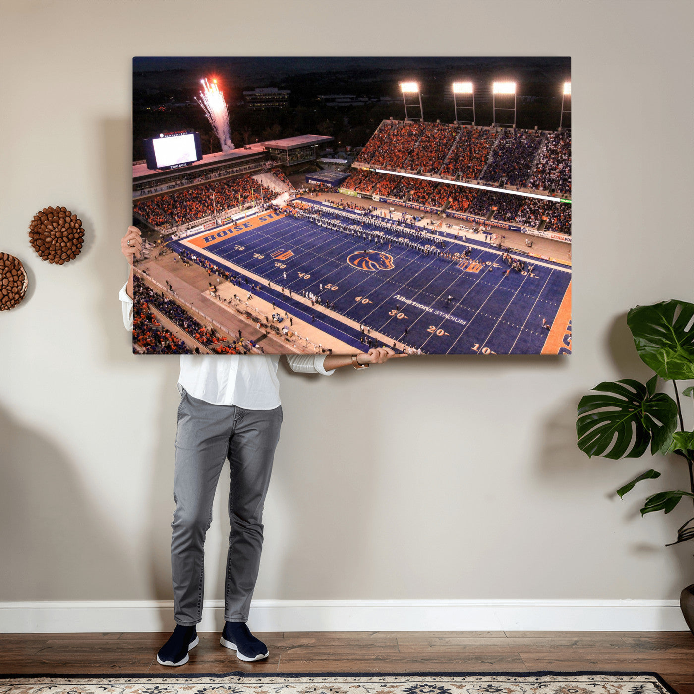 58849575-MGV-CV-36X24 - Boise State Stadium Large Wall Art Canvas Print for Living Room Office Wall Decor