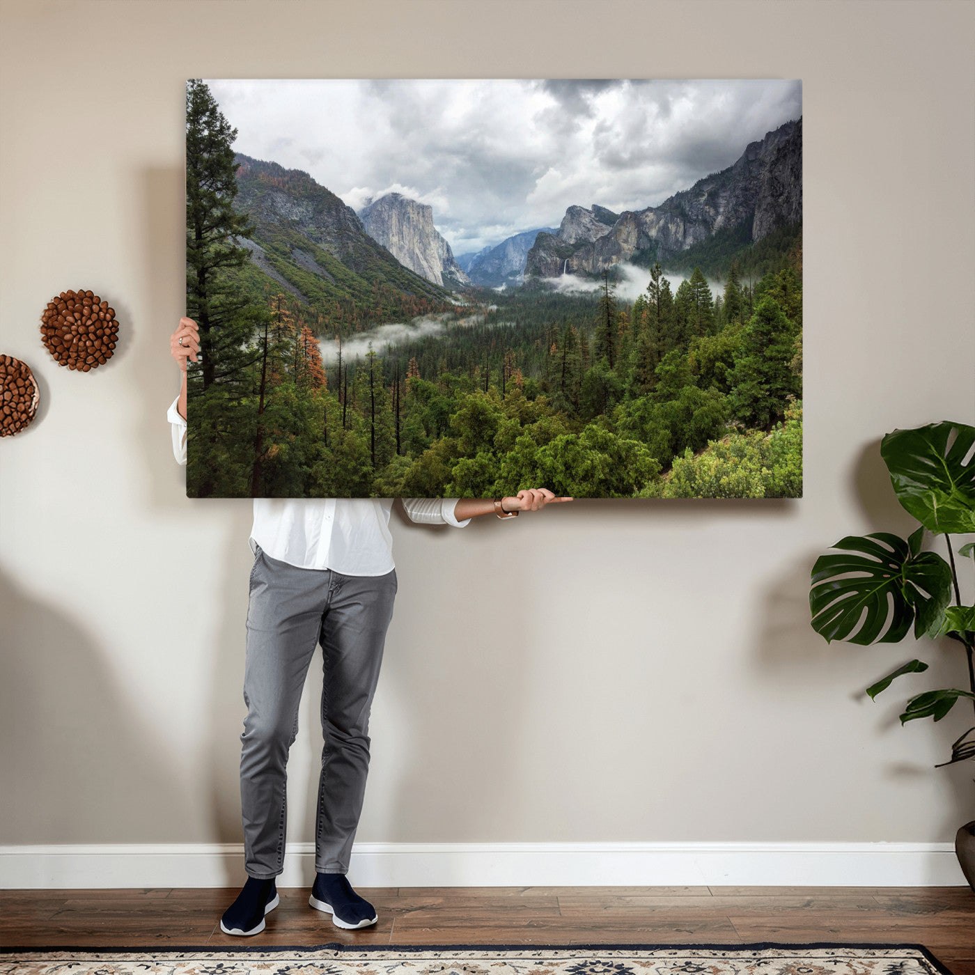 46168759-MGV-CV-36X24 - Yosemite Valley Wall Art Canvas Print, El Capitan Mountain Landscape Nature Wall Decor