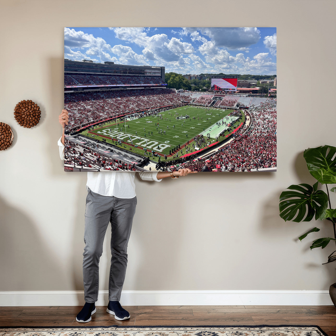 10665453-MGV-CV-36X24 - Georgia Bulldogs Stadium Wall Art Canvas Print, Sanford Stadium Football Field Panorama, College Football Game Day Wall Decor