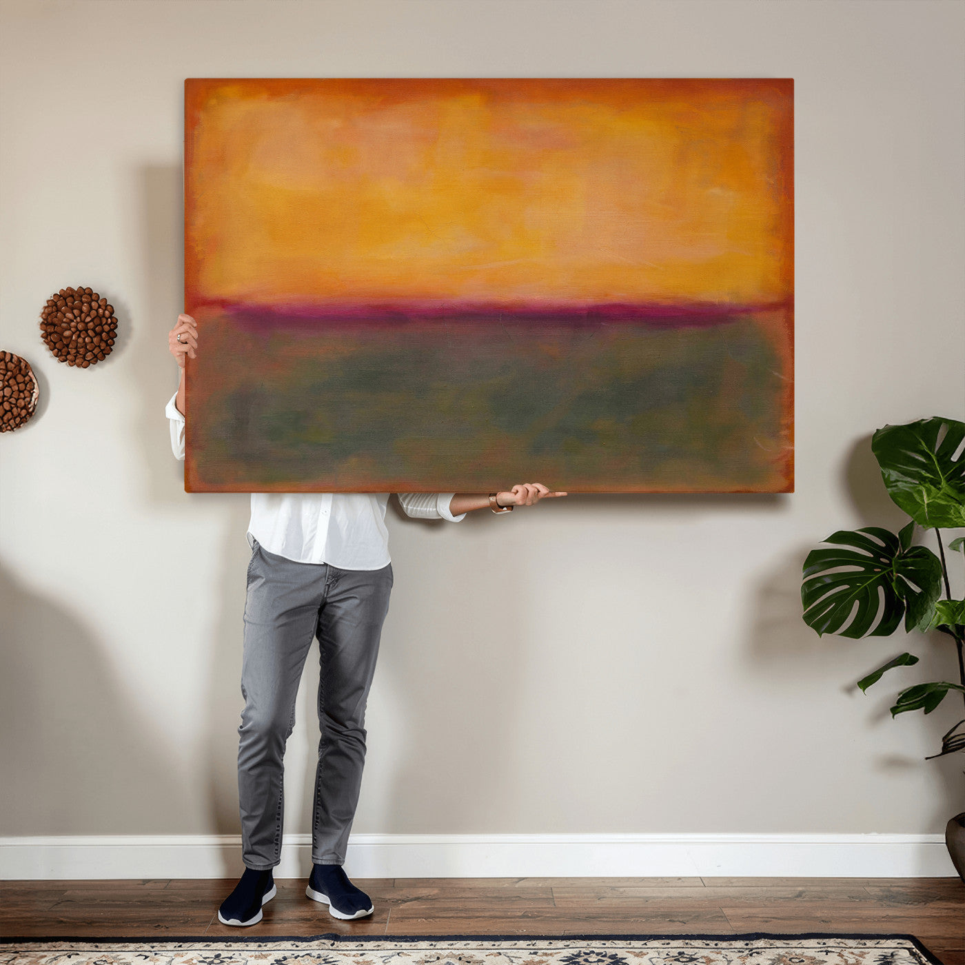 21628300-MGV-CV-36X24 - Abstract Color Field Wall Art Canvas Print, Framed Minimalist Horizon Artwork for Living Room Bedroom Office