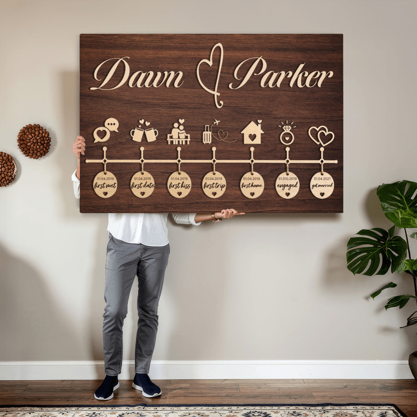 17885538-MGV-CV-36X24 - Wedding Guest Book Alternative Wall Art Canvas Print, Personalized Wedding Signature Poster, Custom Couple Photo Guestbook Canvas