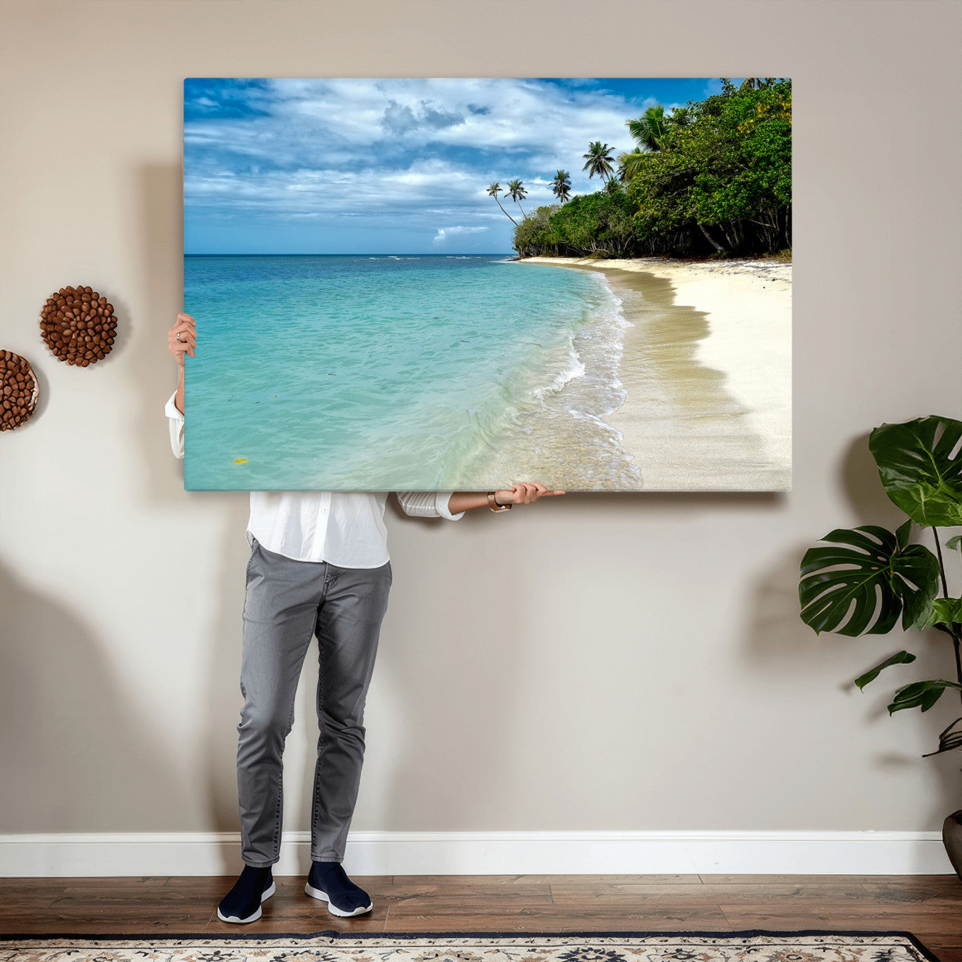 50626792-MGV-CV-36X24 - Puerto Rico Beach Paradise Wall Art – Tropical Coastal Print