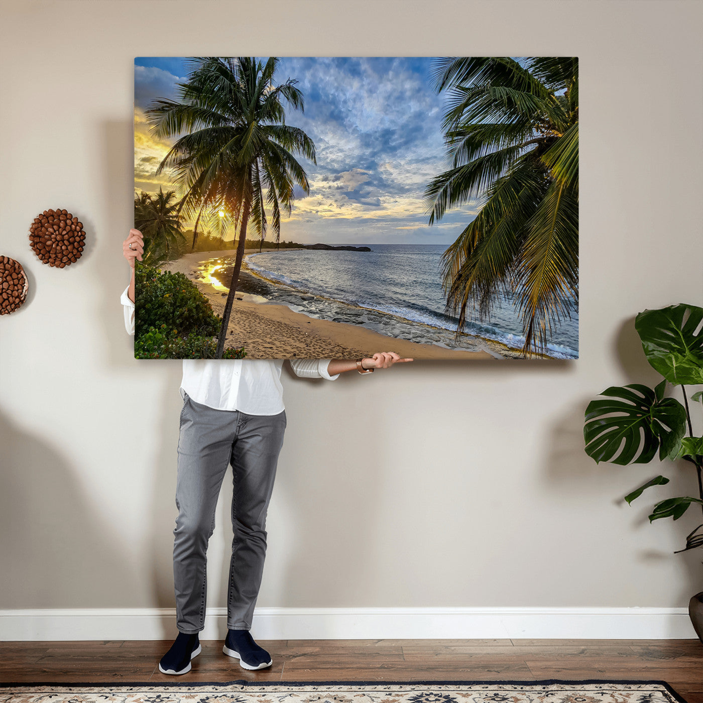 83399063-MGV-CV-36X24 - Puerto Rico Beach Paradise Wall Art – Tropical Coastal Print