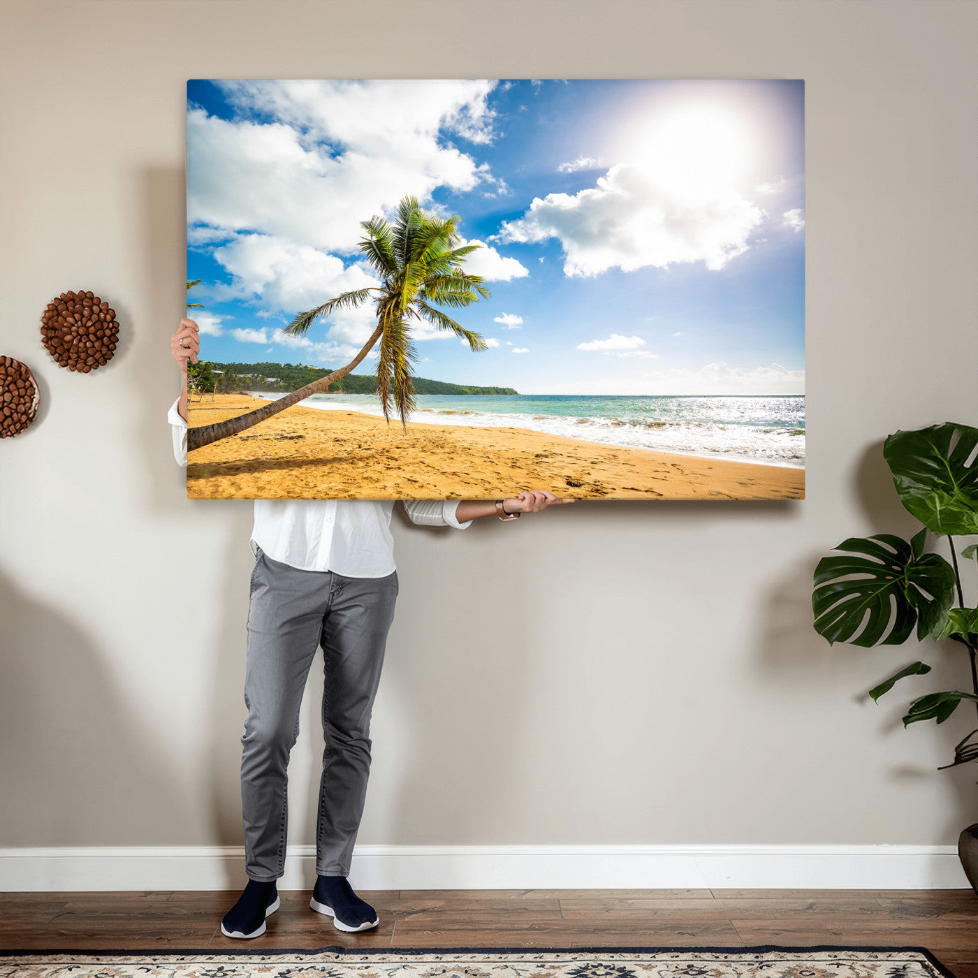 95792320-MGV-CV-36X24 - Puerto Rico Beach Paradise Wall Art – Tropical Coastal Print