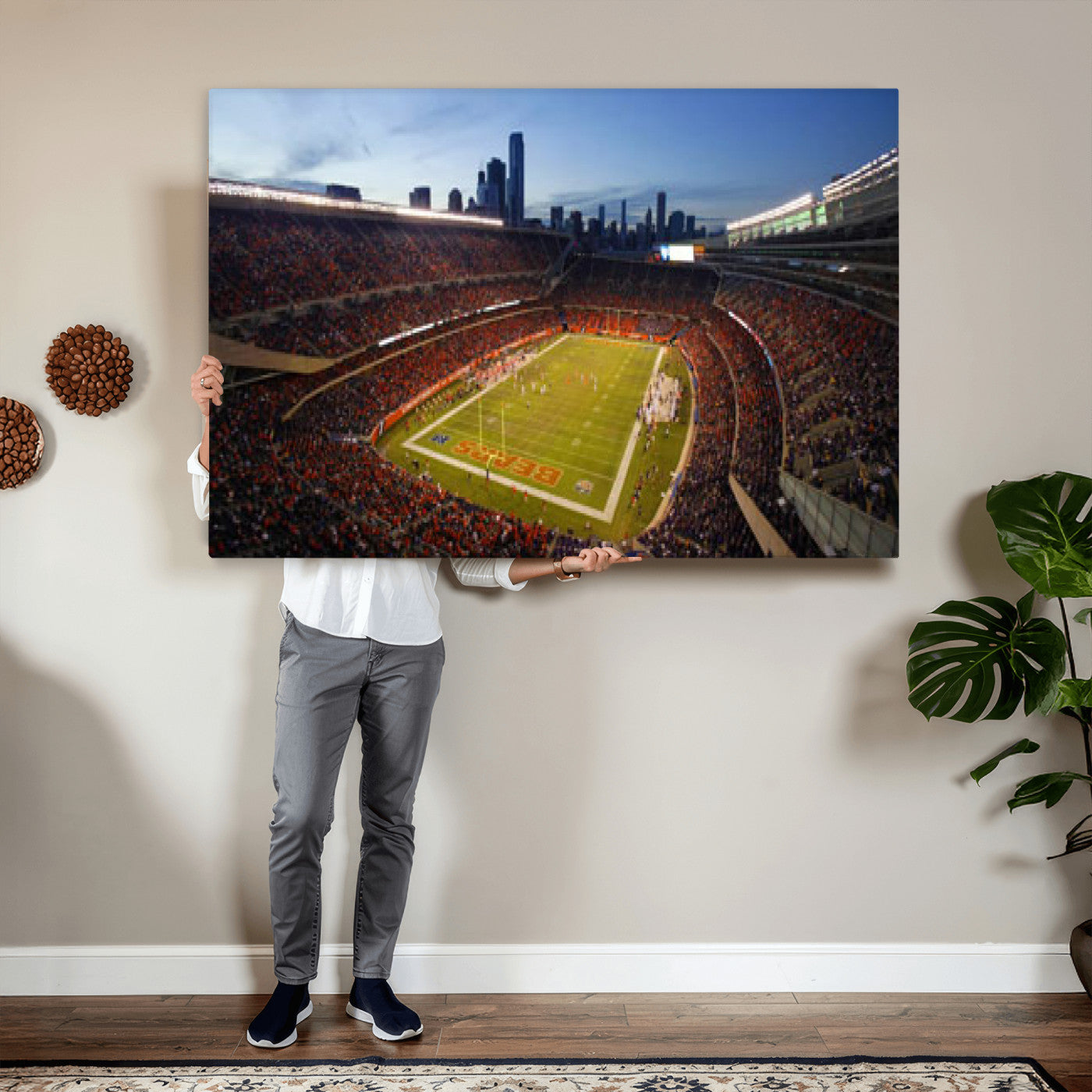 50691720-MGV-CV-36X24 - Chicago Bears Soldier Field Canvas Wall Art, NFL Stadium Panorama Print, Football Arena Photography for Sports Fans