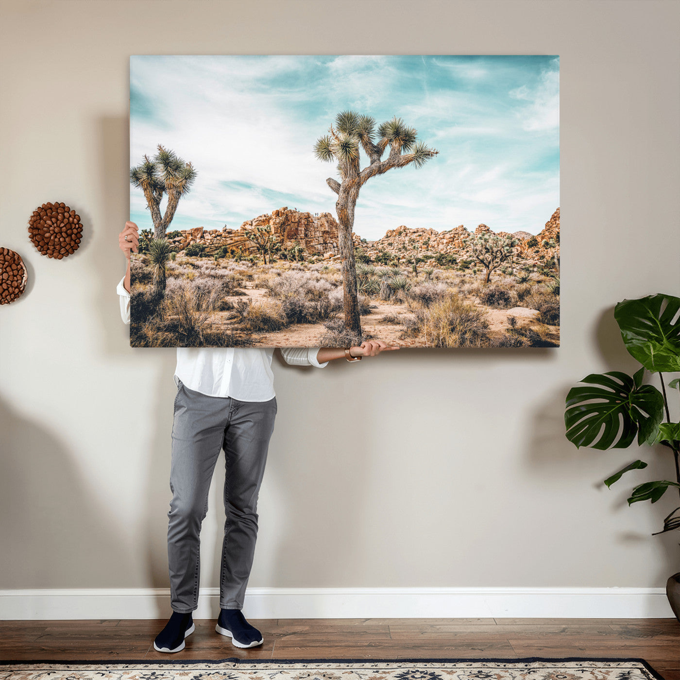 41451127-MGV-CV-36X24 - Joshua Tree National Park Canvas Wall Art Print, Desert Landscape Photography, Southwest Nature Decor, Ready to Hang