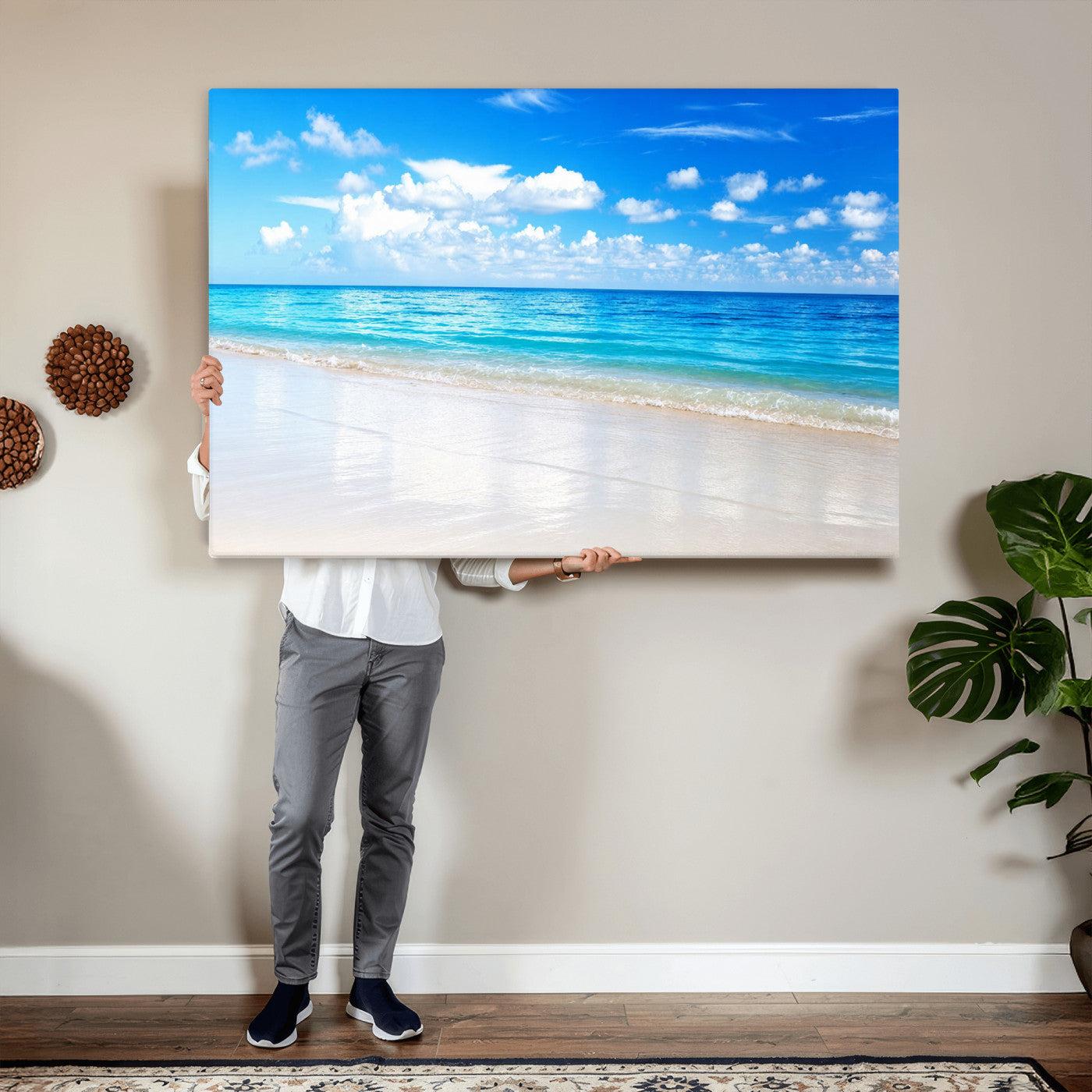 67491909-MGV-CV-36X24 - Tropical Beach Ocean Wall Art Canvas Print for Home Decor