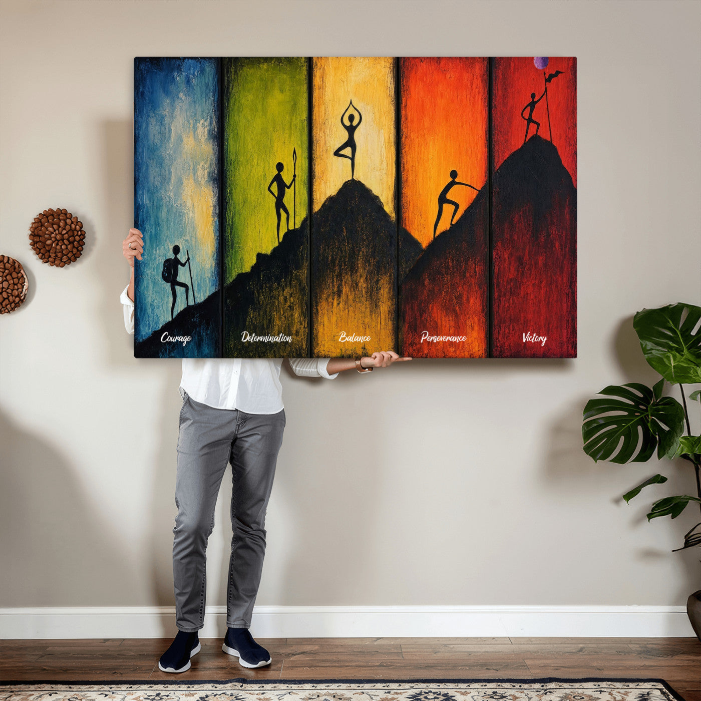 59418630-MGV-CV-36X24 - Success Journey Courage to Victory Wall Art Canvas Print - Motivational Office Decor
