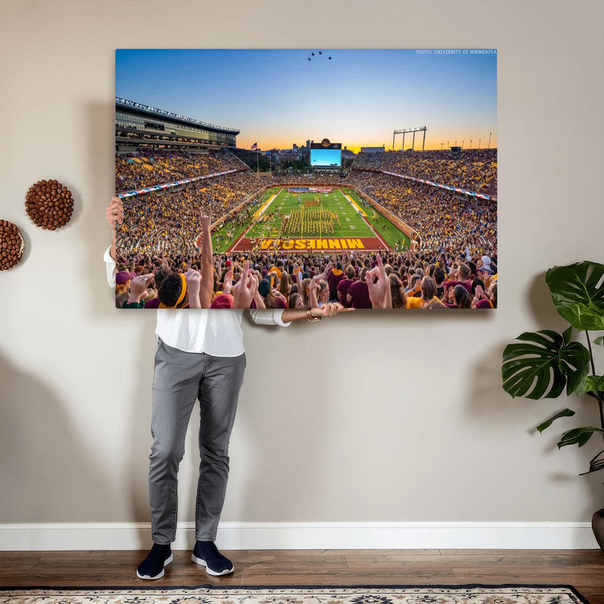63452-PAN-FL-20X10 - University of Minnesota Golden Gophers Football Team Print - Minneapolis Huntington Bank Stadium