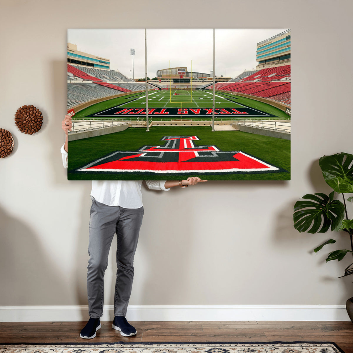 43169-PAN-FL-20X10 - Texas Tech Red Raiders Football Team Print - Lubbock Jones AT&T Stadium Wall Art Canvas Print
