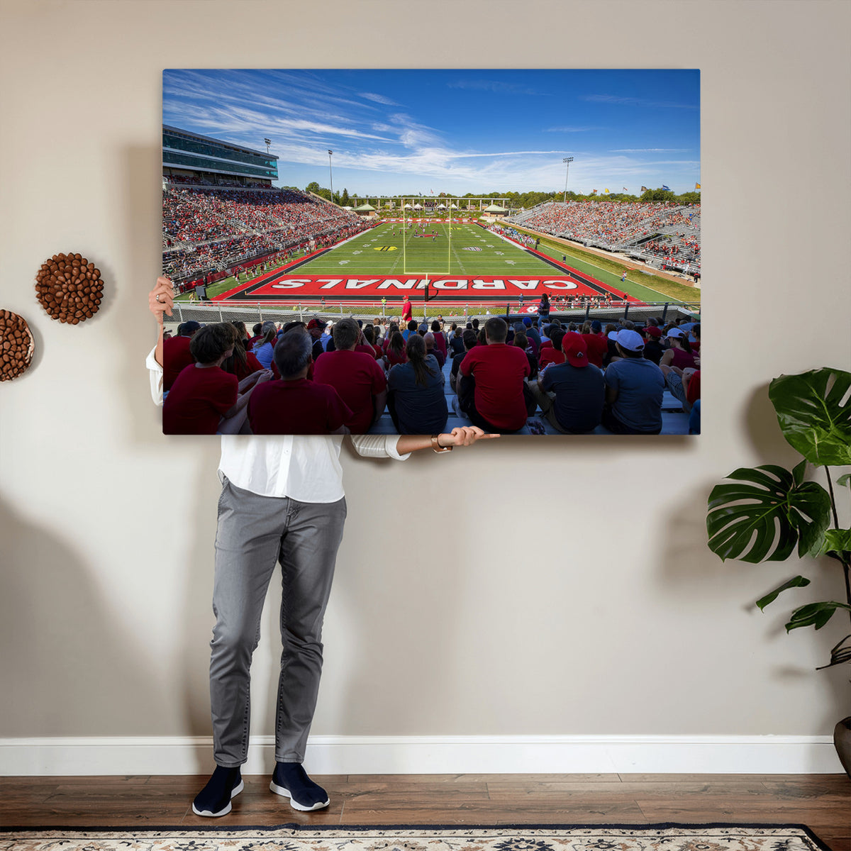 71475-PAN-FL-20X10 - Ball State Cardinals Football Team Print - Muncie Scheumann Stadium Wall Art Canvas Print