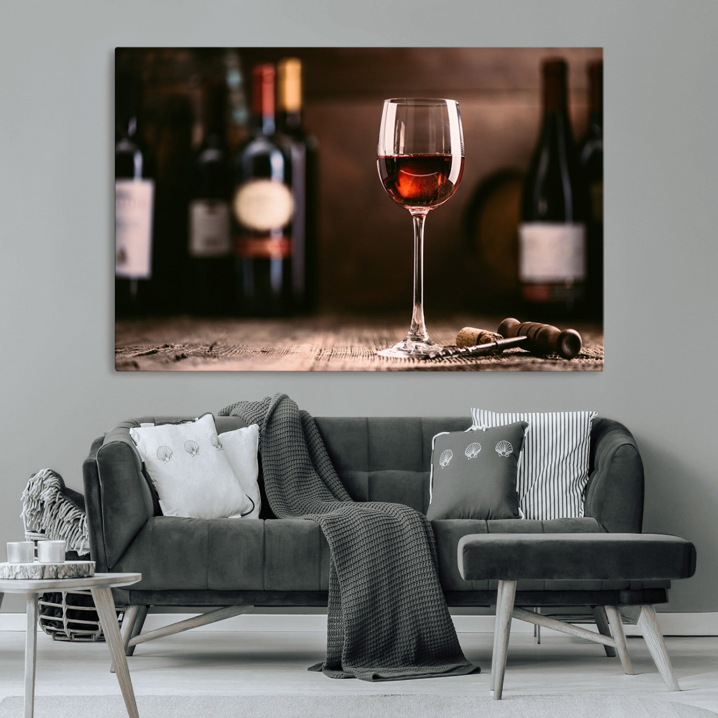 -Red Wine and Bottle Canvas Print