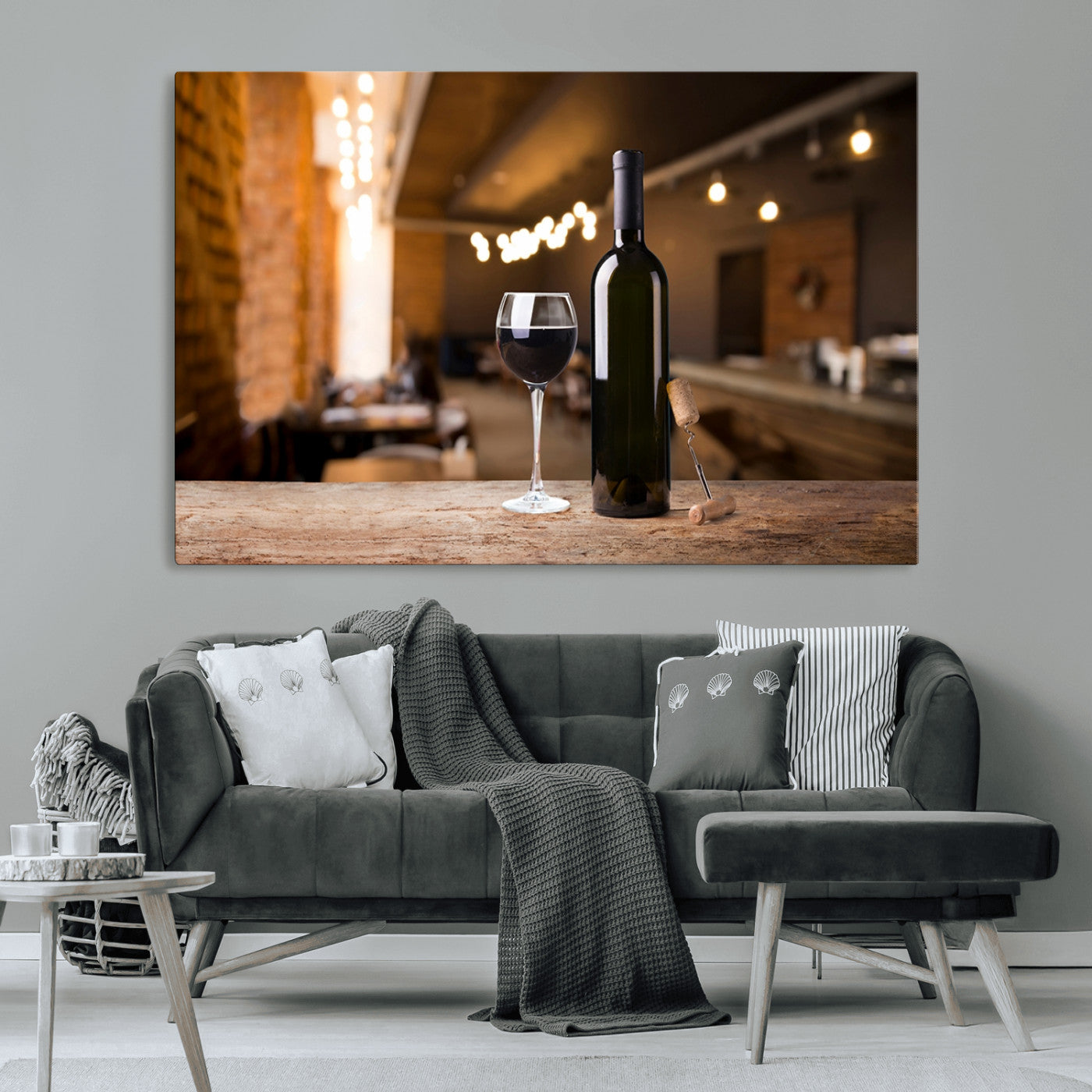 -Wine and Bottle Wall Art Canvas Print