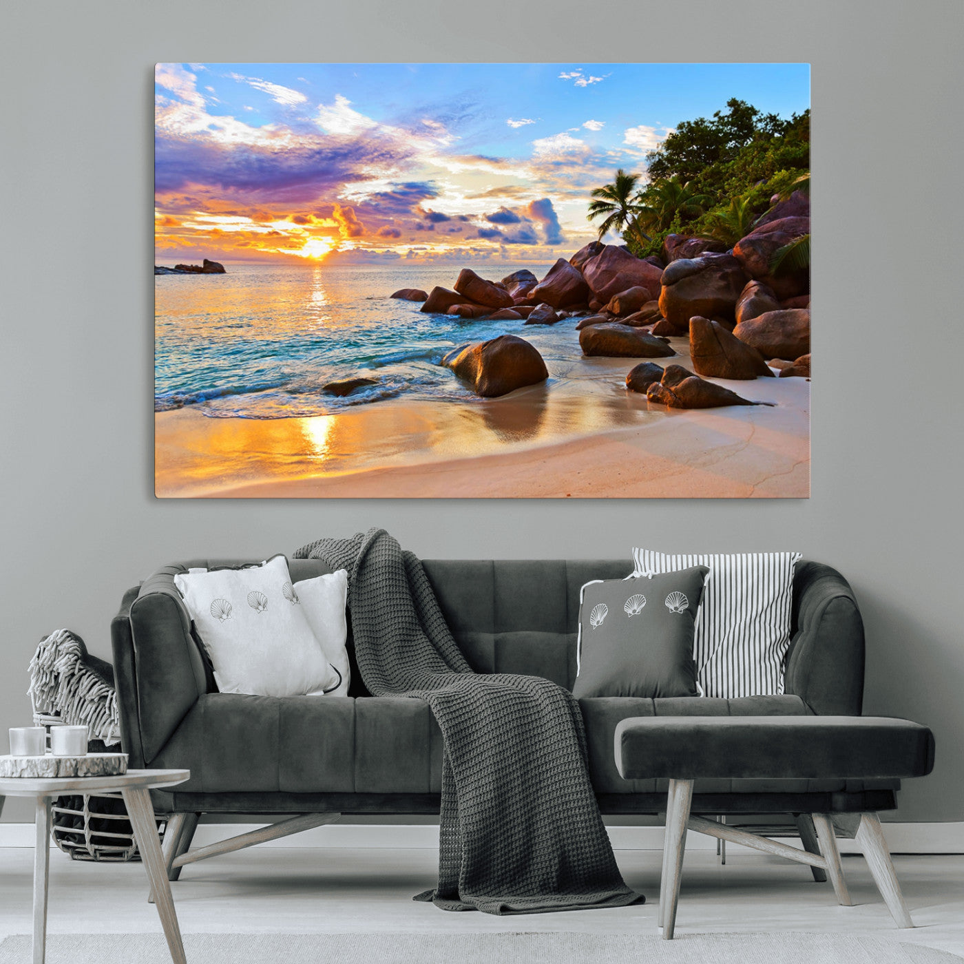 -Tropical Island Beach Sunset Canvas Print